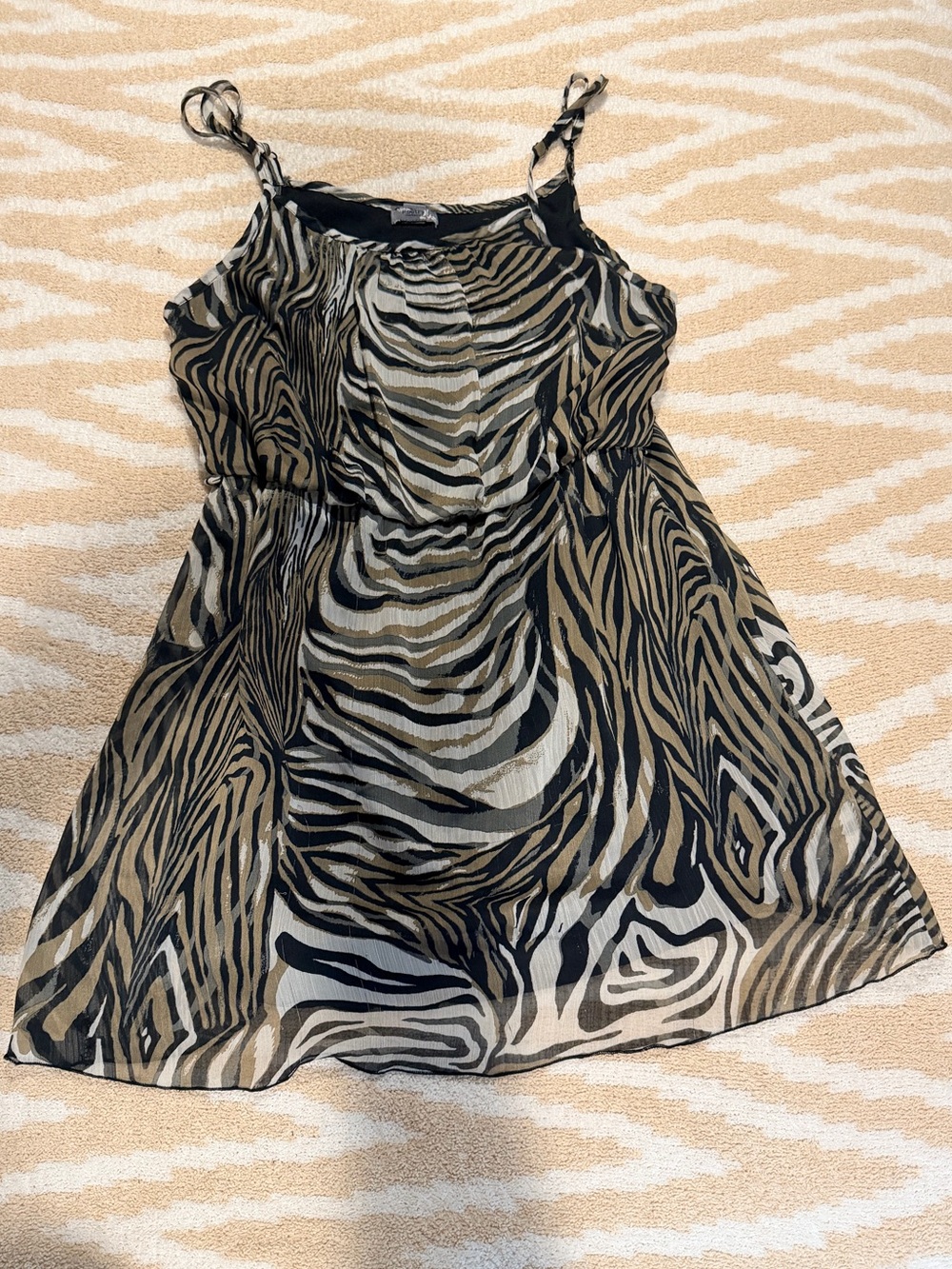 Poetry Girls' Black and Tan Zebra-Print Spaghetti Strap Dress